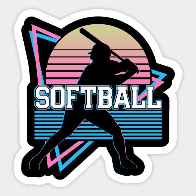 Softball Player Vaporwave Aesthetic Retro Gift Softball Sticker